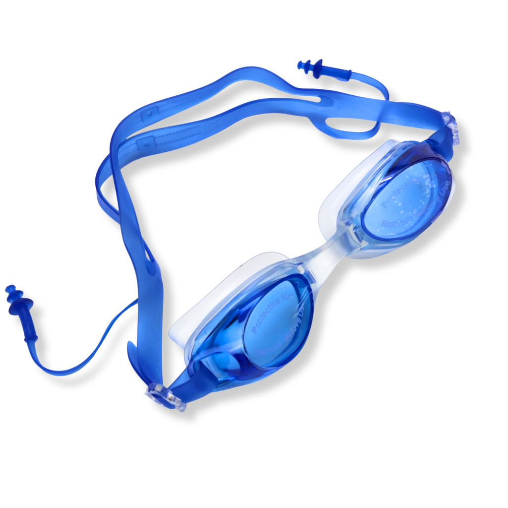 Óculos Natação Infantil TPE Alça Ajustável Protetor Ouvido Embutido + Capa