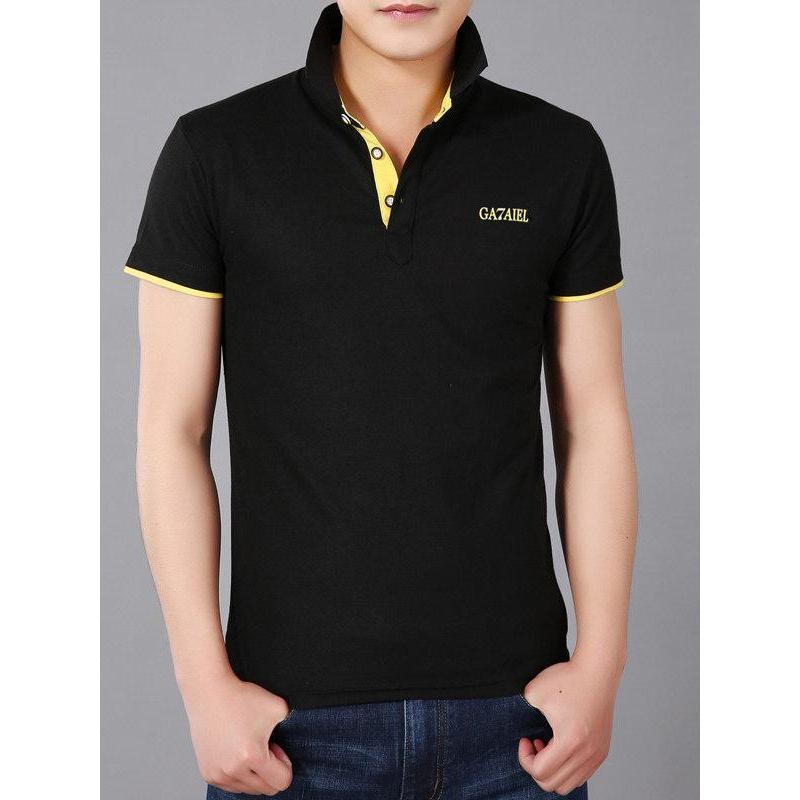 Camisa masculina de manga curta de verão com lapela meia manga camisa de cor sólida camisa masculina Casual com gola de 