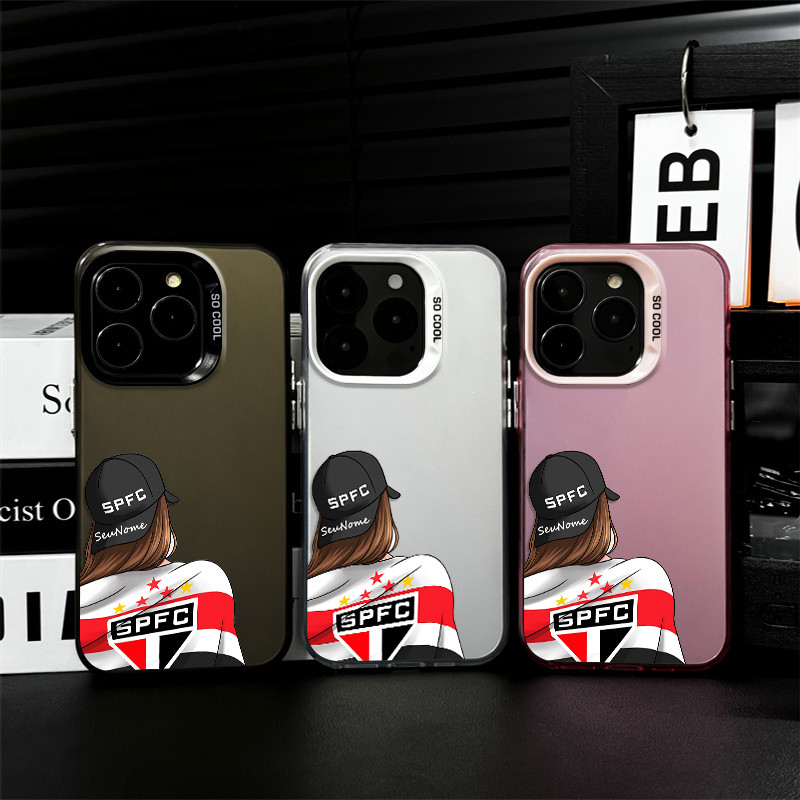 Capinha Capa De Personalizado Com Nome torcedores do São Paulo Para iPhone 17 16 15 13 12 11 Pro Max 15 Plus capa