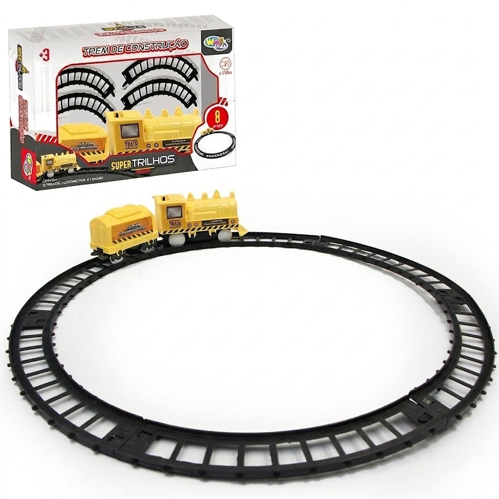 Trem de Construção Infantil com Trilho Locomotiva Super Trilhos top fashion