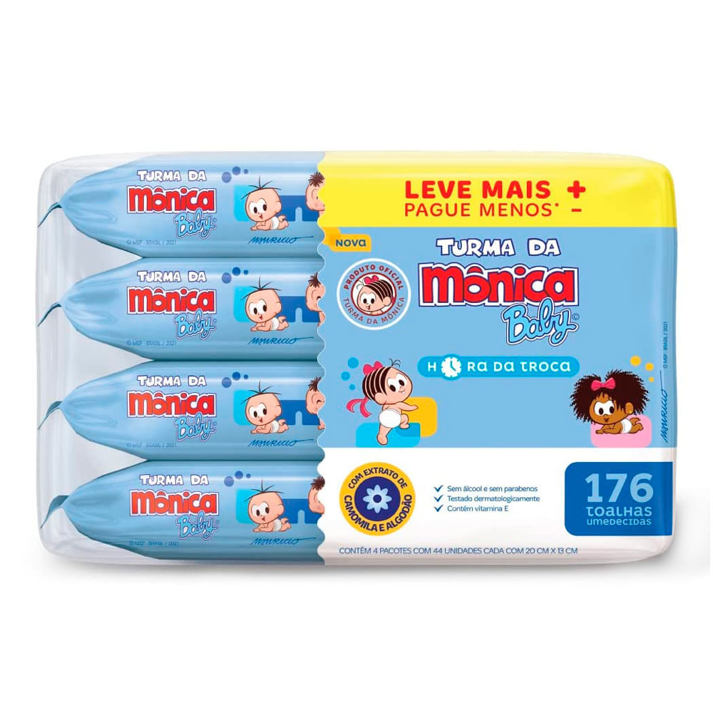 Toalha Umedecida Turma da Mônica Baby Hora da Troca 176 Unidades Leve Mais Pague Menos em Oferta na Shopee