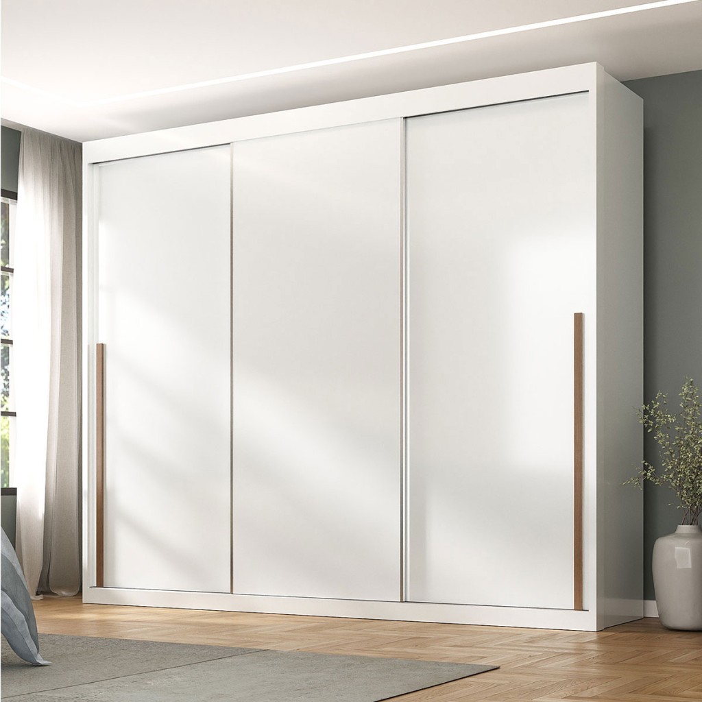 Guarda-Roupa Casal Tower 3 Portas 6 Gavetas Branco - Pnr Móveis