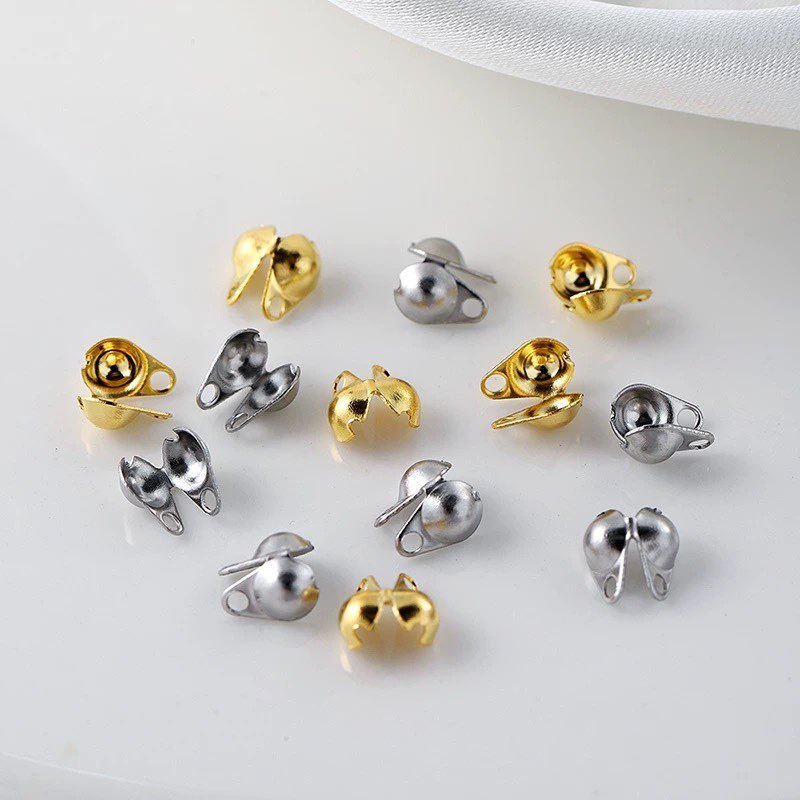100-500 Pçs Terminal Tips para Bijuterias – Cores Prata/Dourado/Preto, Tamanhos 1.5/2/2.4mm