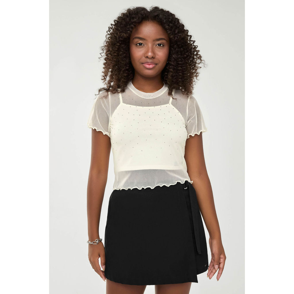 Short Saia Juvenil Com Detalhe Fivela Beats Preto em Oferta na Shopee