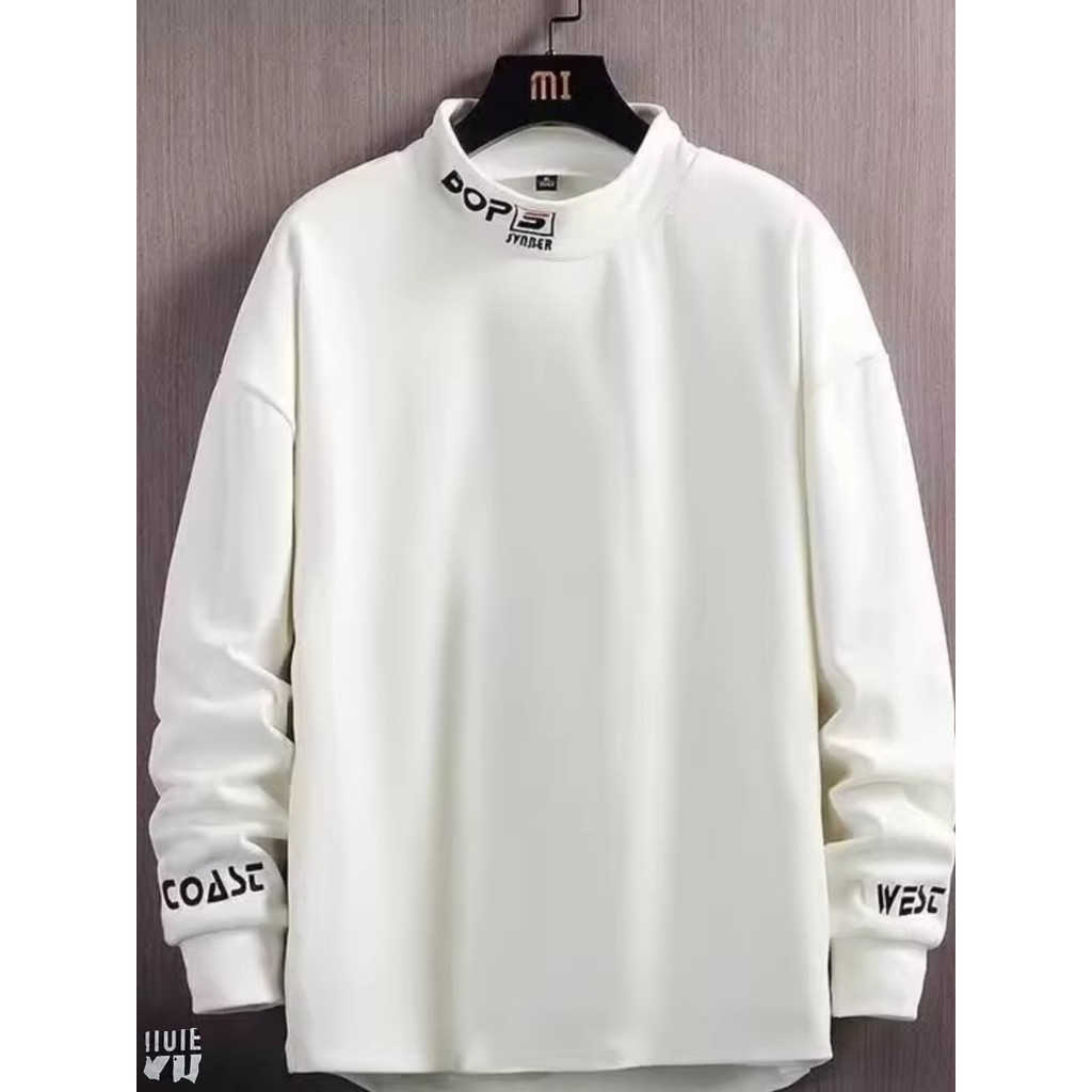 Camisa de fundo de veludo alemão dupla face masculina cor sólida meia gola alta manga comprida camiseta masculina veludo