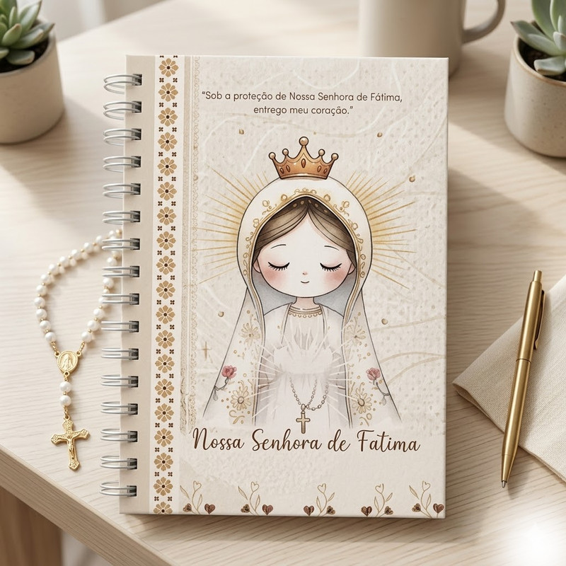 Caderno A5 Capa dura NSRA de Fátima 95 fls - 190 pgs  | Novena e Orações | Devocional Religioso