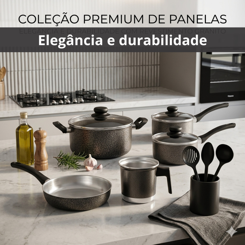 Kit Panelas em de Alumínio Jogo 5 Peças Espátulas – Panela 18 Caçarola 18 Panela 16 Frigideira 18 Caneco 12