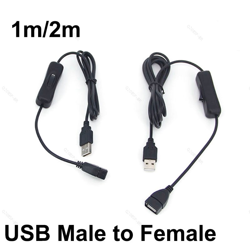 Cabo USB 2.0 A Macho E Fêmea , Botão Liga/Desliga , Conector De Carregamento De Dados De 4 Núcleos , Extensor De Extensã