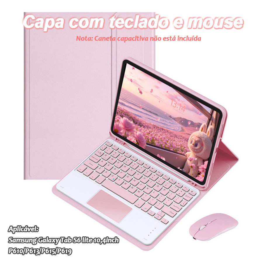 capa com Teclado Touch e Mouse para 2022 Samsung Tab S6 lite 10,4polegadas P610/P613/P615/P619