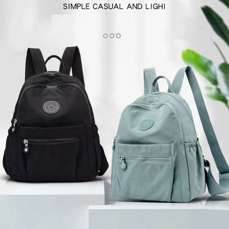 Mochila De Nylon Feminina Nova Mochila Pequena À Prova D'água Mochila De Viagem Prática Com Vários Compartimentos
