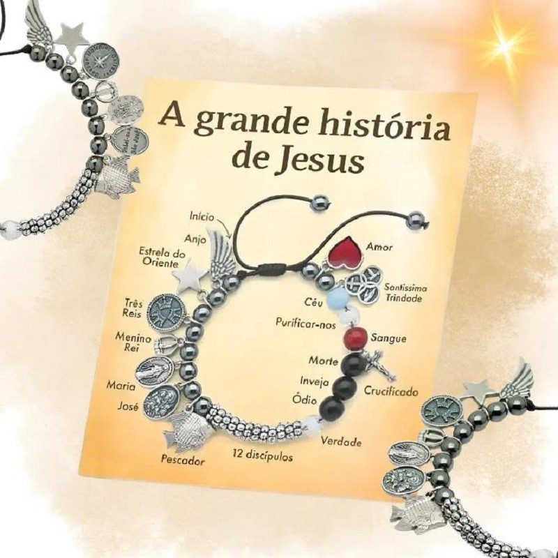 Pulseira A Grande História De Jesus Com Folheto Explicativo - Pulseira Regulavél em Oferta na Shopee