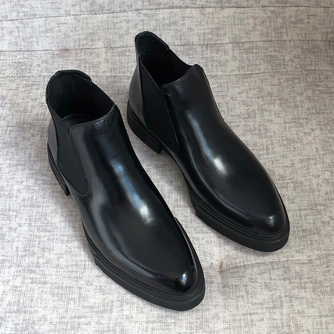 Versão europeia Chelsea botas masculinas de couro de negócios na moda couro genuíno Martin botas de sola grossa veludo b