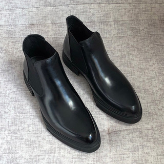 Versão europeia Chelsea botas masculinas de couro de negócios na moda couro genuíno Martin botas de sola grossa veludo b