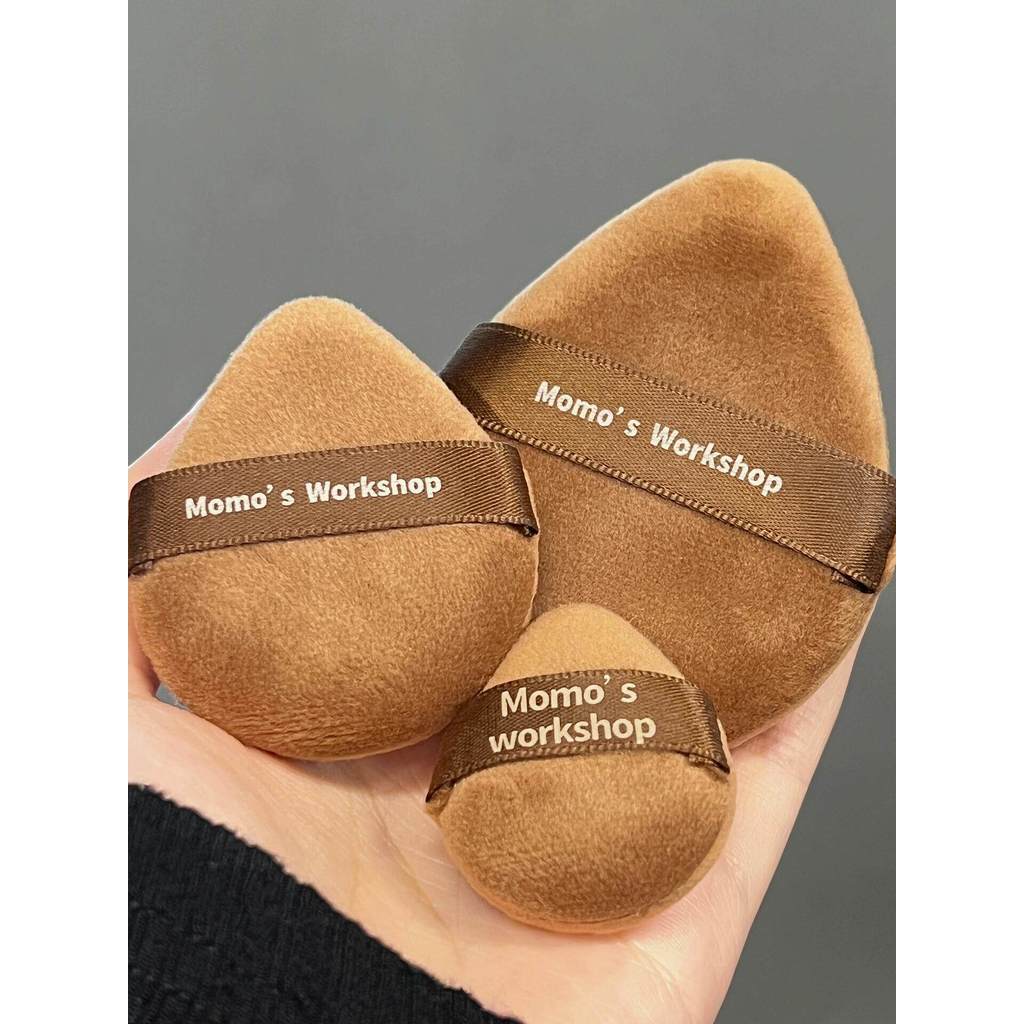 Momo's Workshopfluffy Curto Veludo Preto Marrom Cristal Veludo Reunindo Pó Solto Blush Puff Configuração Maquiagem