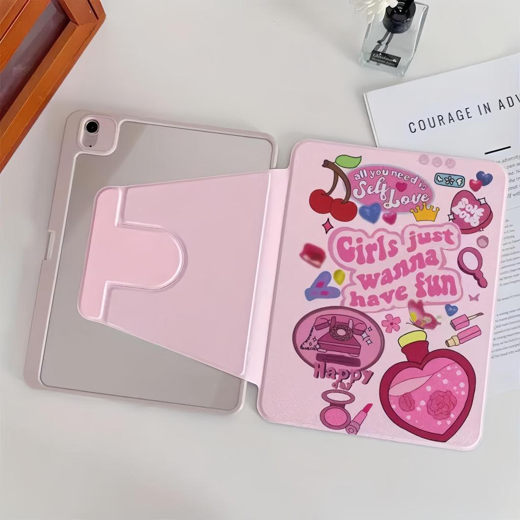 360 ° Capa De Arco Rosa Acrílico Giratório Para Samsung Galaxy Tab S7 S8 S9 FE S10 11.0'10.9 SM-X520 X526B X510 X516B X7