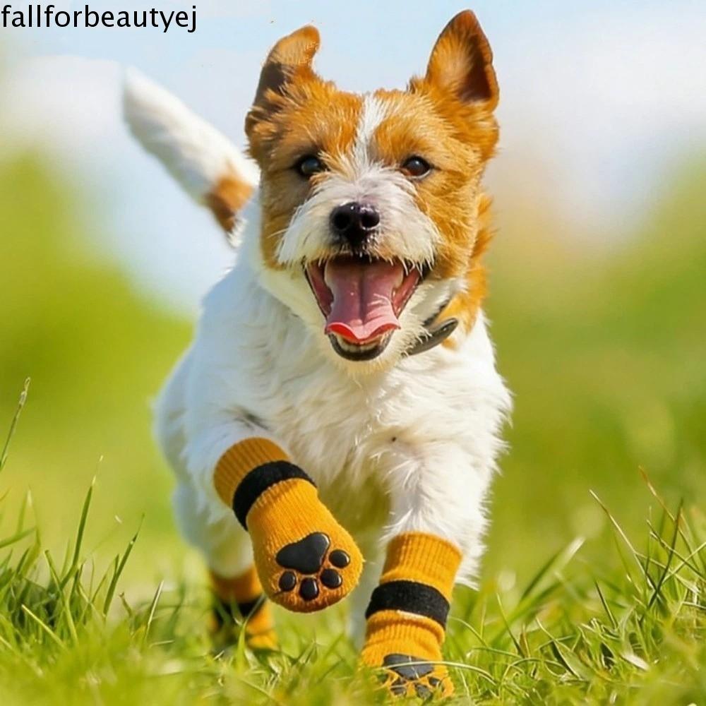 FALLFORBEAUTYEJ 4 Peças De Capa Para Pés De Animais De Estimação , Meias Antiderrapantes Macias Com Padrão De Urso De De