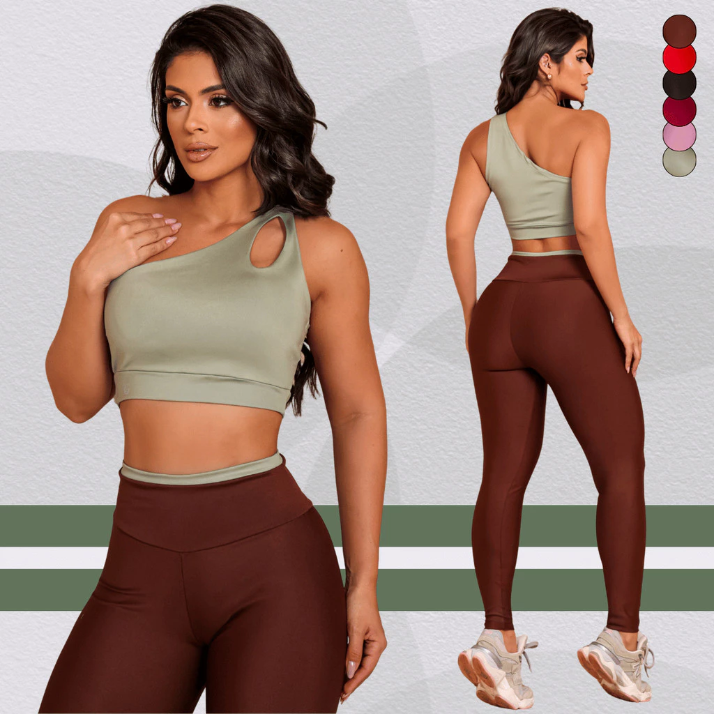 Conjunto Academia Feminino Zero Transparência Legging Top Nula Manga Suplex Alta Compressão Premium — imagem 1