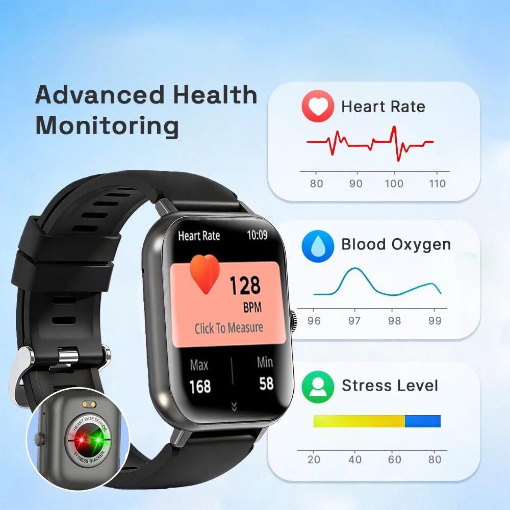 LIGE Relogio Inteligente BT Chamada De Pressão Arterial Full Touch Fitness Tracker Vida À Prova D'água