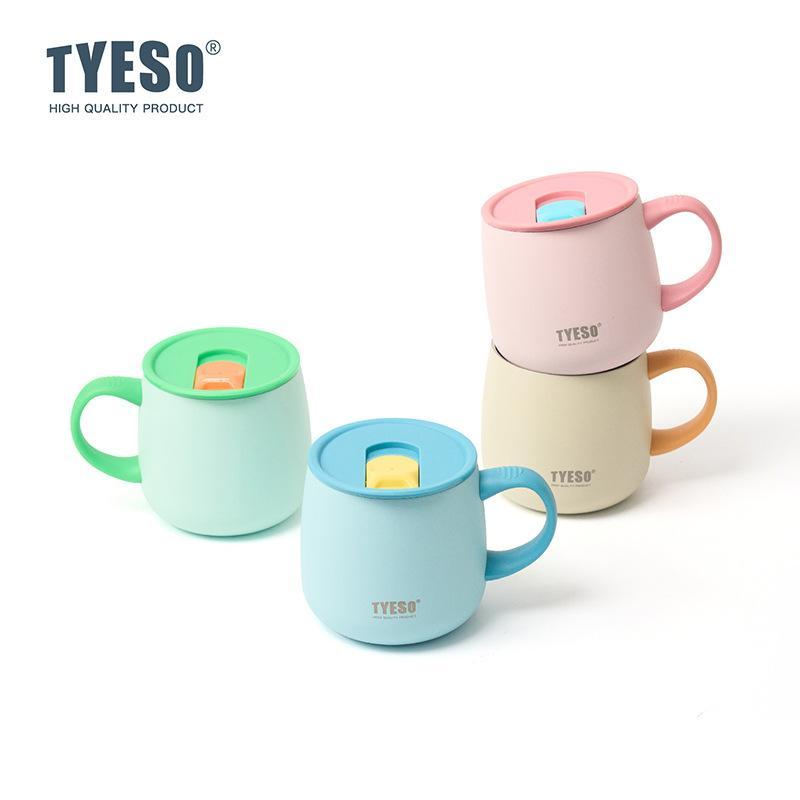 TYESO Aço Inox Grau Alimentar Caneca de Café Mesa 355ml | Forro de Cerâmica | Color Block Fashion 4 Cores