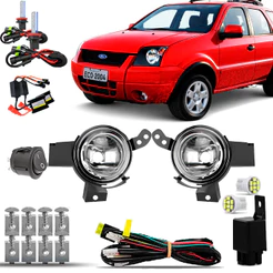 Kit Farol Auxiliar Neblina Milha Farolete Completo Ecosport 2003 2004 2005 2006 2007 08 2009 10 11 12 2013 + Xenon 8000K
