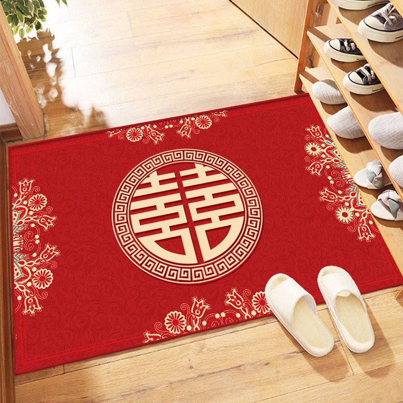 Casa tem eventos felizes tapetes de porta de entrada novo estilo chinês tapetes de porta de sala de casamento palavras f