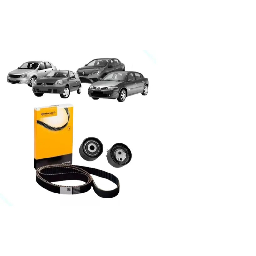 kit corria dentada sandero clio logan duster livina versa todos 1.6 16v - polia + tensor + correia