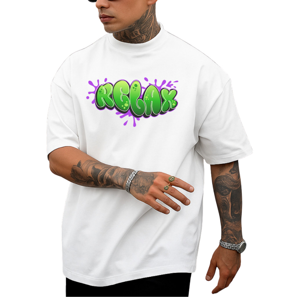 Camiseta Oversized Academia Unissex 100% Algodão "Relax Grafiti" Conforto e Estilo para seu Treino