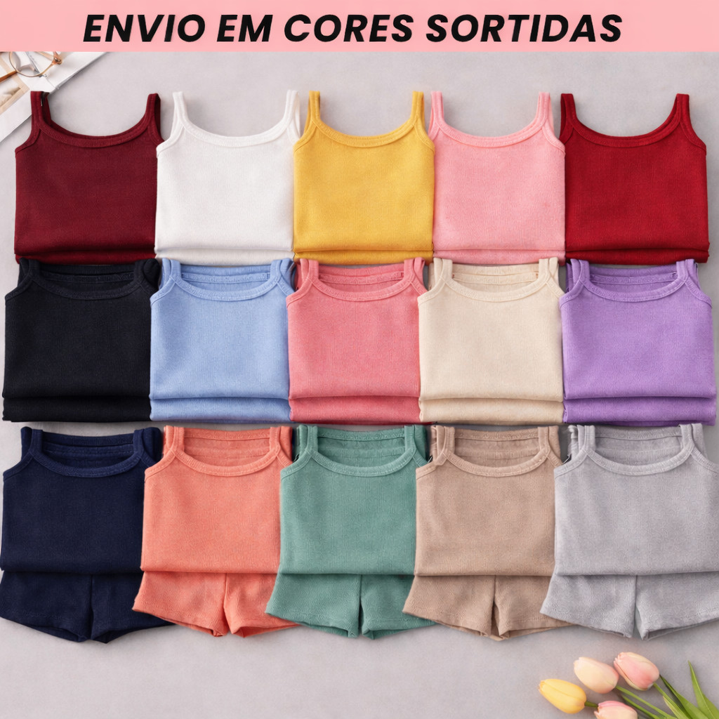 Kit 5 Pijamas Feminino Baby Doll Canelado Blogueirinha Atacado para Revenda