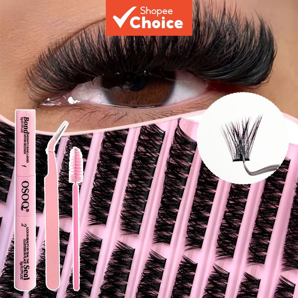 Kit De Extensão De Cílios D-Curl 80D DIY Com Cola De Pinça E Pincel 8-16mm Para Festa De Iniciantes Maquiagem Reutilizáv