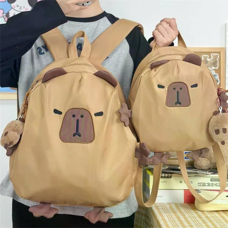 [SJB] Mochila infantil em formato de capivara fofa de desenho animado, mochila Kapibara masculina e feminina, bolsa esco