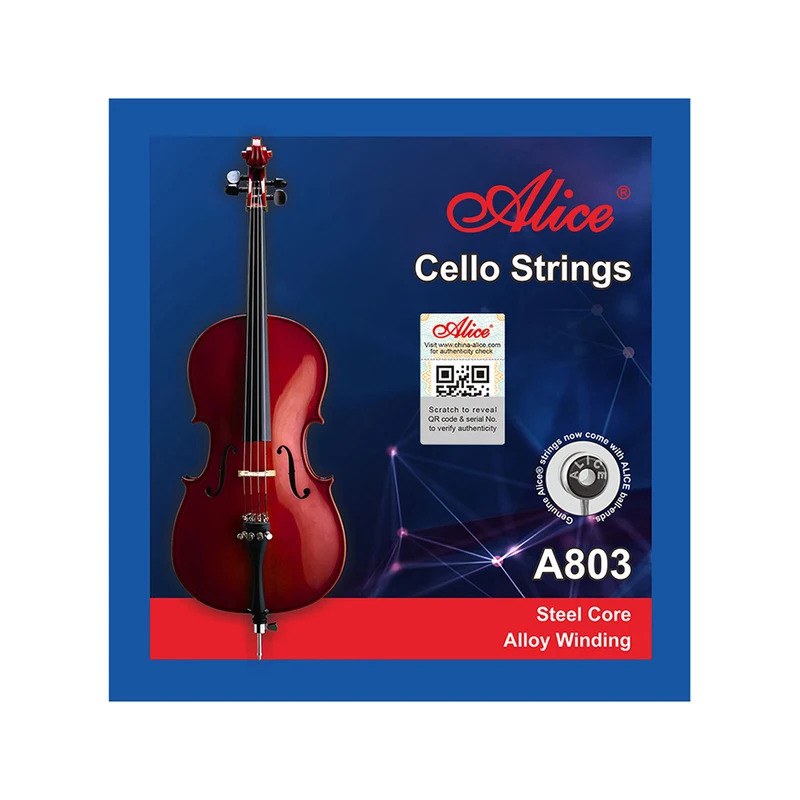 Cordas de violoncelo A803, núcleo de aço com enrolamento de liga, 1 conjunto para violoncelos 1/10, 1/8, 1/4, 1/2, 3/4,