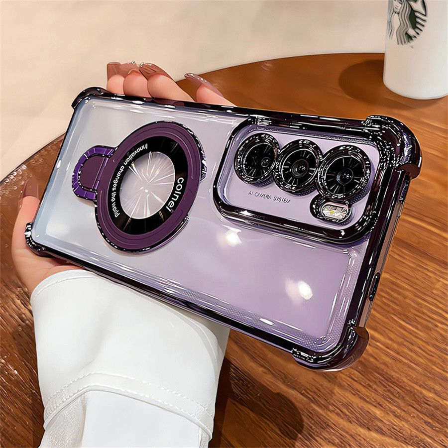 Capa Capinha À Prova De Choque Claro Com Suporte Magnético Para Samsung Galaxy A17 A57 A37 A07 A56 A16 A36 A15 A55 5G