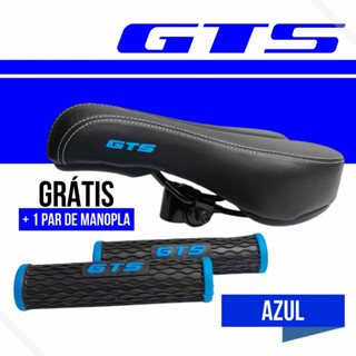 Kit Banco Selim Bike Bicicleta MTB Vazado Confortável Couro GTS + Manopla GTS em Oferta na Shopee