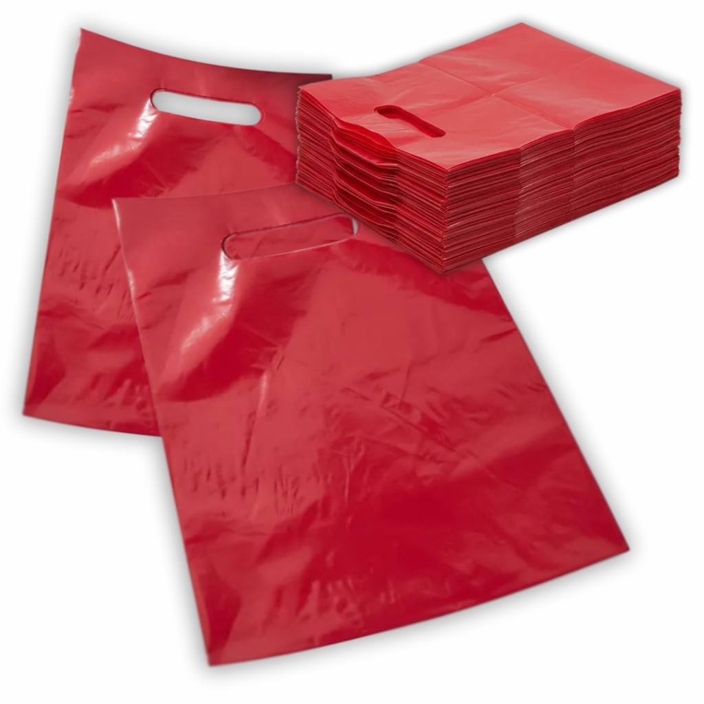 Sacola Plástica Boca de Palhaço Lisa Vermelha Promo - (Escolha Medida e Quantidade)