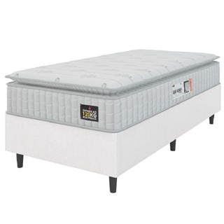 Cama Box Solteiro Colchão Espuma D33 Pillow Top Van Gogh 88x188x62cm Branco Hellen-Suporta Até 120kg em Oferta na Shopee