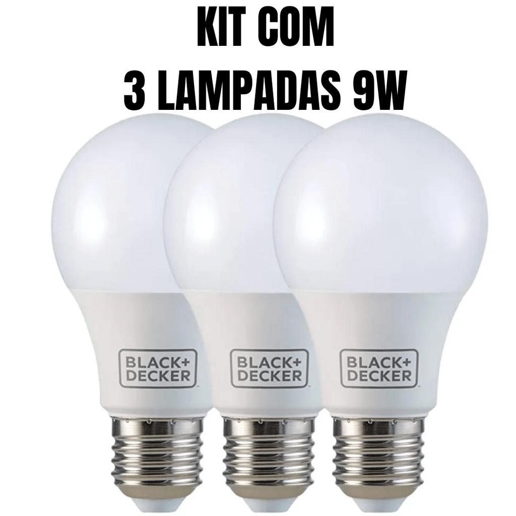 Kit 3 lâmpadas led bulbo 9w luz branca forte 6500k bivolt e27 em Oferta na Shopee
