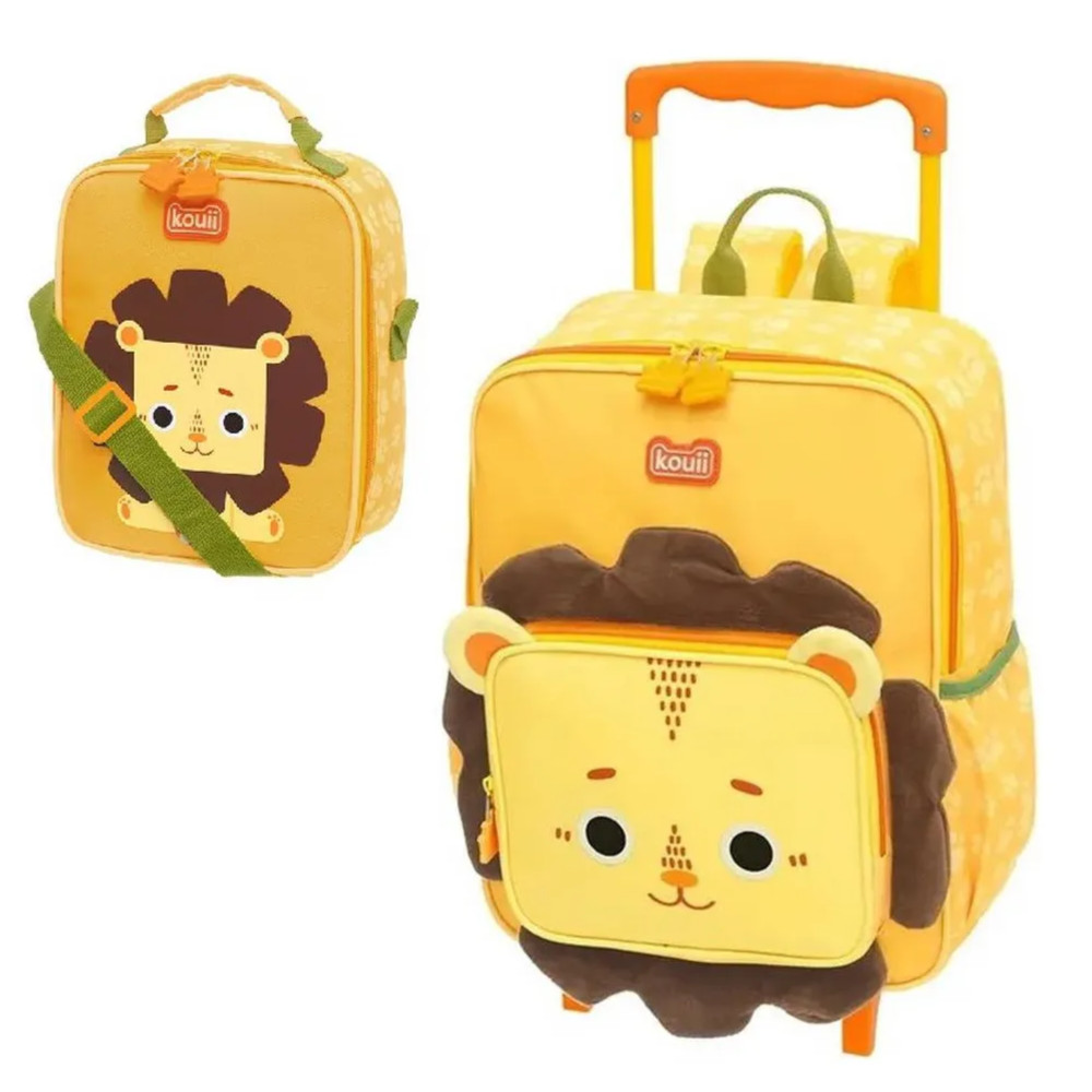 KIT MOCHILA RODINHAS E LANCHEIRA LEÃO - KOUII