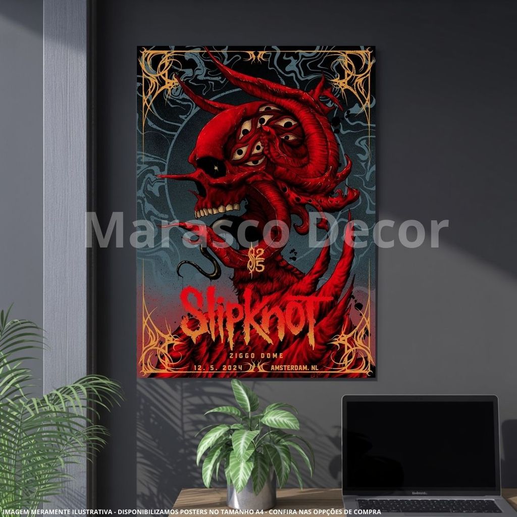 Quadro Decorativo MDF A4 - Poster Slipknot A4 Papel Fotográfico 180g Brilhante Premium Pack Fã Decoração Rock