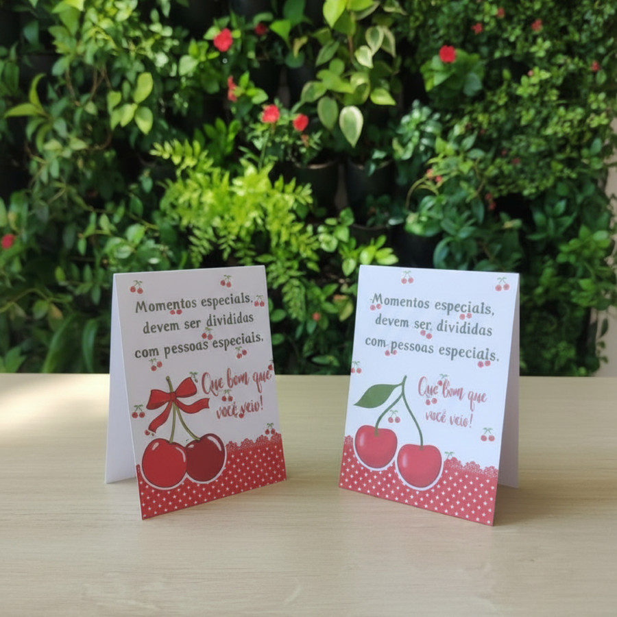 Plaquinhas de Agradecimento Enfeite/ Centro de mesa Tema Personalizado CEREJA / CEREJINHA