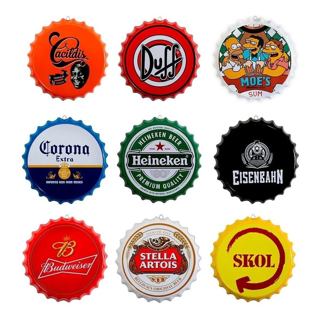 Kit 9 Placas Tampas De Garrafa Decorativa