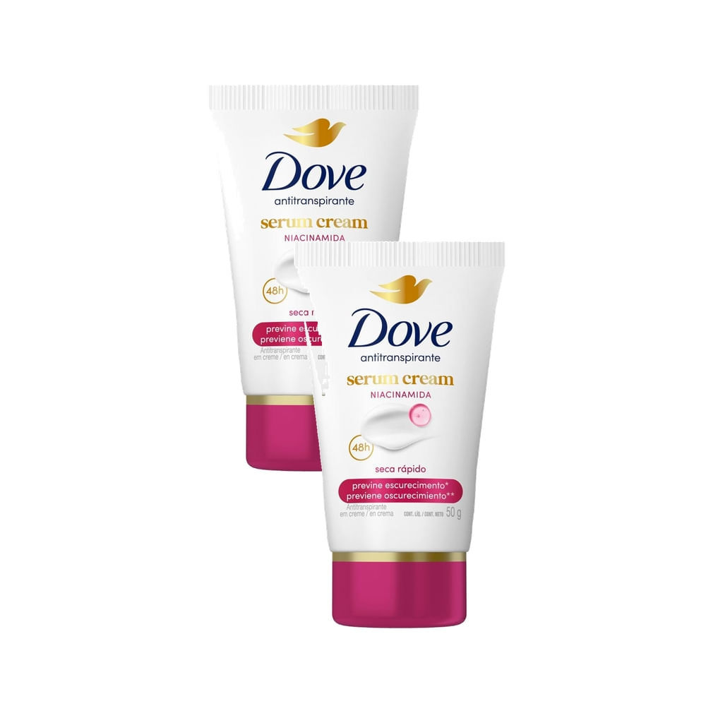 Kit 2 Desodorante Dove Antitranspirante Creme Sérum Previne Escurecimento 50g em Oferta na Shopee