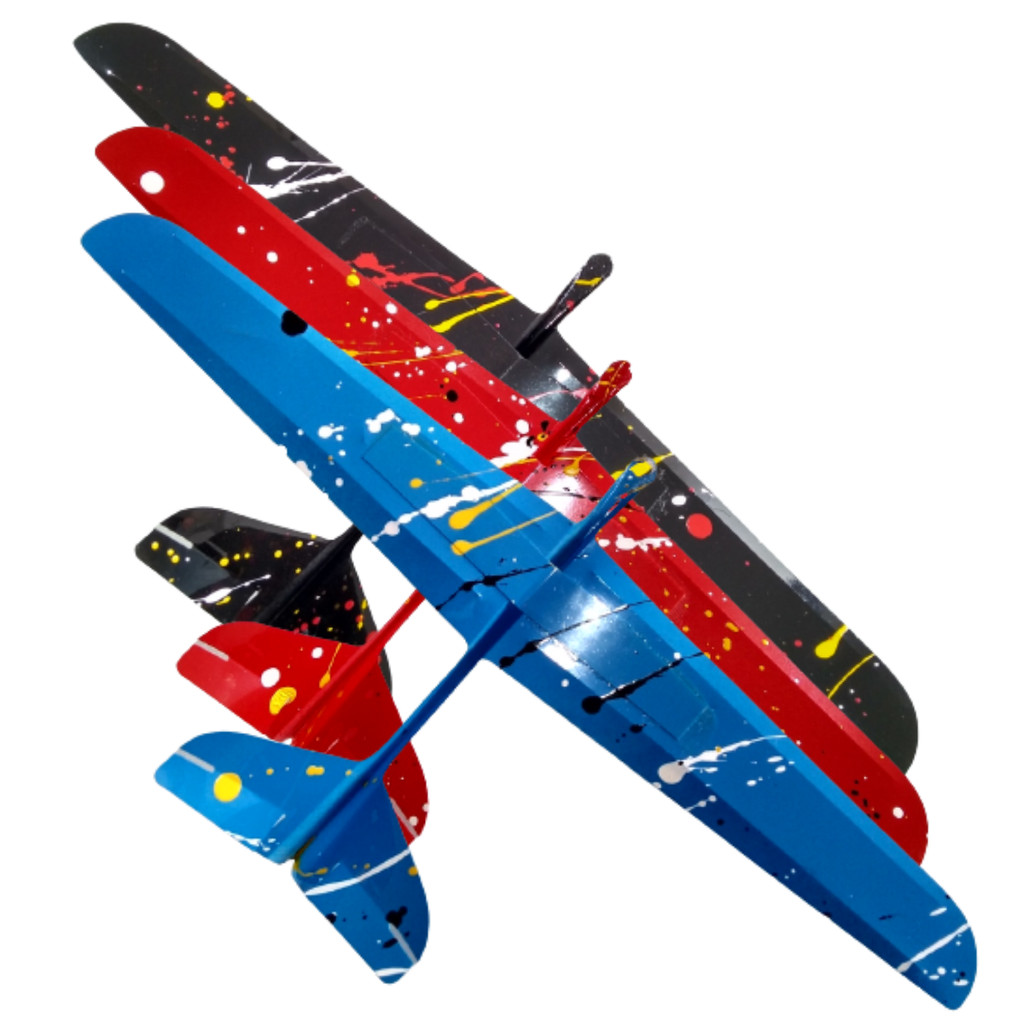 3 Avião Planador de brinquedo De Voo Livre arremessado feito em Plástico Grande 31cm para Crianças
