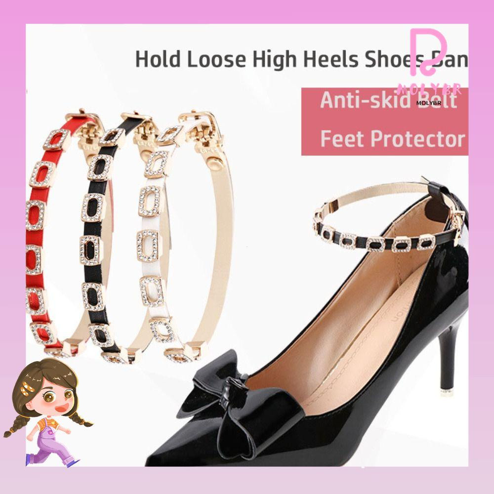 MOLYBR 1 Par De Cintas De Couro PU Cor Sólida Salto Alto Acessórios Para Calçados