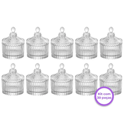 Kit C/ 30 Potiches Decorativa de Cristal Baleiro Vidro Lapidado 6,5x9cm Bomboniere Luxo Decoração