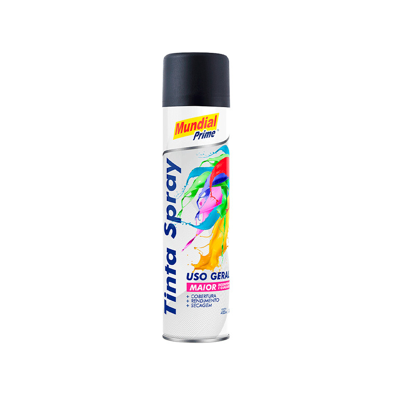 Tinta Spray Preto Fosco 400ml Mundial Prime