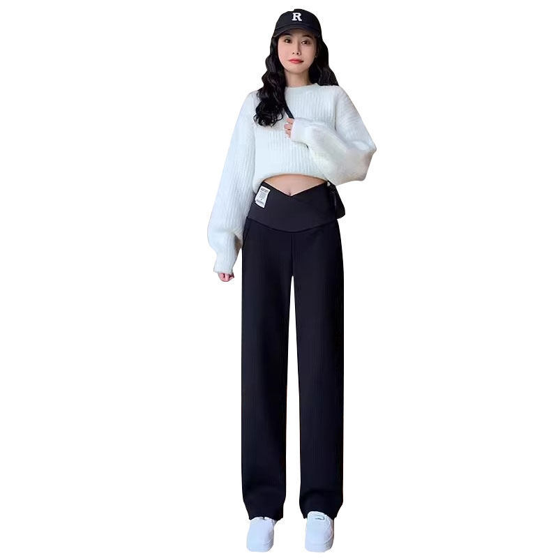 Calças de maternidade roupa exterior 2024 novo estilo calças de perna larga primavera Plus Size pequenas pessoas barriga