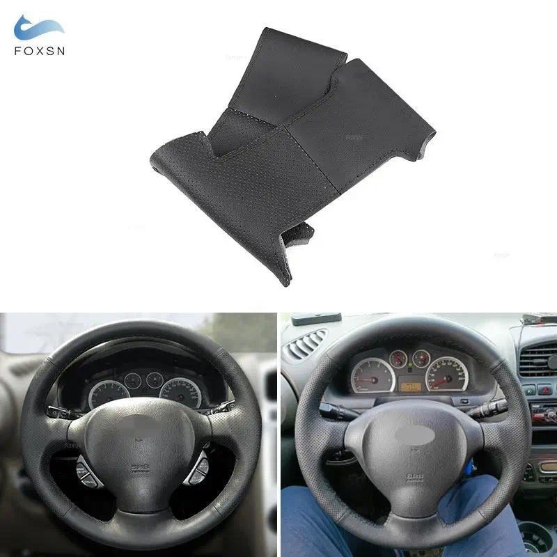 Para Hyundai Santa Fe 2001 2002 2003 2004 2005 2006 Costurado À Mão Capa De Volante Do Carro Preto Acessórios De Couro P