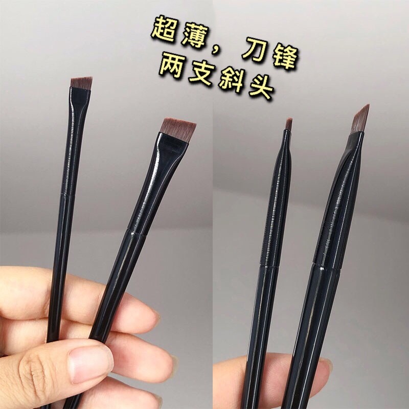 Pincel de delineador ultrafino ultrafino, pincel de sobrancelha oblíquo fino, caneta delineadora de bicho-da-seda, pince