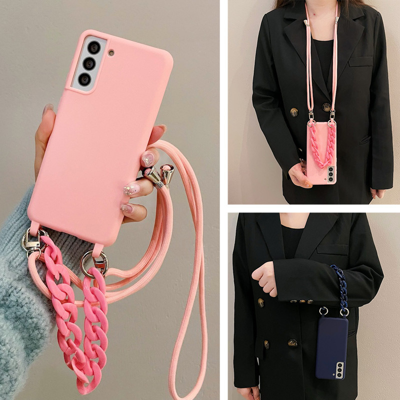 Capa Para Samsung S25 FE S26 Plus Ultra A37 A57 A07 A17 A06 A16 A26 A36 A56 5G Crossbody Cordão Colar Corrente Doces Cas