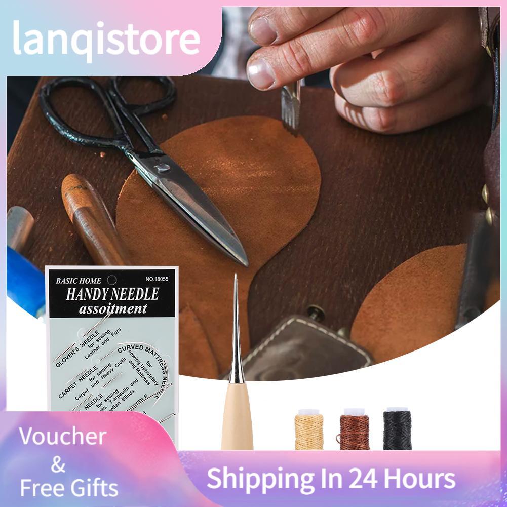 Lanqistore Kit de ferramentas de costura manual em couro, faça você mesmo, conjunto de agulhas de couro para estúdio